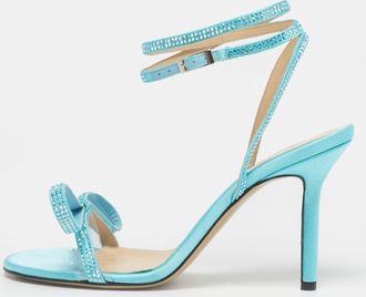 Mach & Mach Blue Satin And Pvc French Bow Sandals