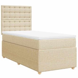 vidaXL Giroletto A Molle Con Materasso Crema 90x190 Cm In Tessuto - Vidaxl