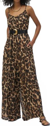 Joseph Ribkoff Leopart Print Jumpsuit In Beige/black