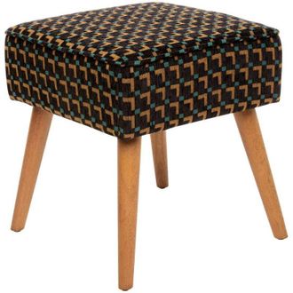 Atmosphera Taburete Chiara Negro En Tejido De Chenilla - Atmosphera Cr&eacute;ateur DInt&eacute;rieur
