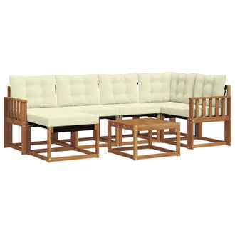 vidaXL Conjunto De Sof&aacute;s De Exterior Con Coj&iacute;n 7 Pcs Natural Y Crema Vidaxl