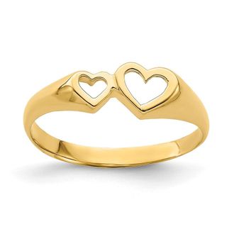 Diamond2Deal 14k Yellow Gold Double Heart Cut-Out Ring