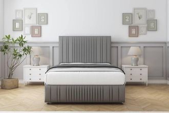 Comfort Beds The Foxy Dumfries Divan Set 4 Drawers-54 Headboard-Footboard in Light Grey | Size: Super King