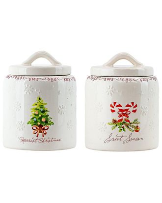 10 Strawberry Street Set Of 2 Sweet Christmas Milk Can Canister