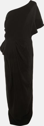 Paule Ka Black Crepe One Shoulder Maxi Dress