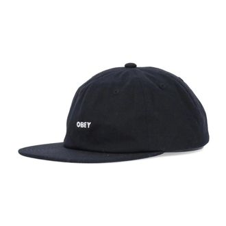 Obey Caps, male, Black, Size: ONE SIZE Black Twill Flat Visor Cap Strapback