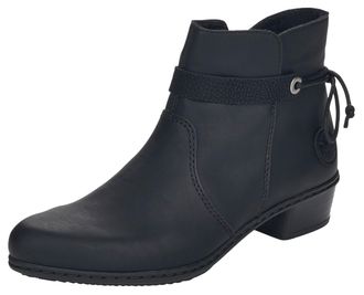 Rieker Stiefelette RIEKER, Damen, Gr. 36, schwarz, Lederimitat, Schuhe Stiefelette, Blockabsatz, Ankleboots mit Zierb&auml;ndern