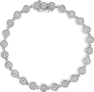 House of Brilliance 925 Sterling Silver 2.0 Cttw Round Diamond Link Bracelet - 7.25 in White at Nordstrom