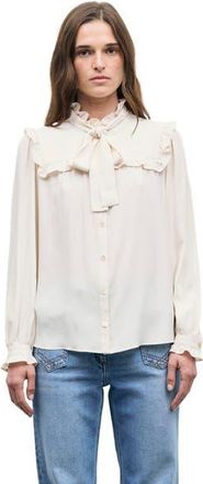 Gerard Darel Leia Ruffle Detail Shirt in Pink Beige at Nordstrom, Size 10