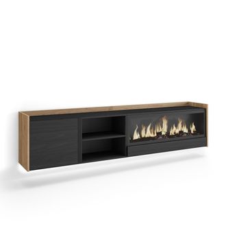 Skraut Home Skraut Home - Mueble Tv, Televisi&oacute;n, Muebles De Sal&oacute;n, Almacenaje, 212x35x50cm, Para Tv Hasta 80, Chimenea El&eacute;ctrica Xxl, Colgado, Suspendido, Led, Es