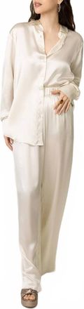 Sablyn Theodore Silk Relaxed Button Down Shirt In Gardenia