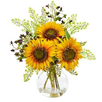 Nearly Natural Sunflower Artificial Arrangement in Vase in Yellow at Nordstrom