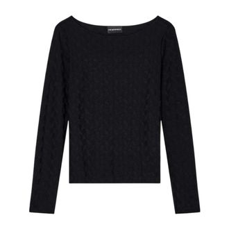 Emporio Armani Round-neck Knitwear, female, Black, Size: 2XL maglieria e felpe poliestere