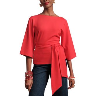 Frances Valentine Whitney Wrap Top Solid Viscose Blend Viscose Blend in Red at Nordstrom, Size X-Large