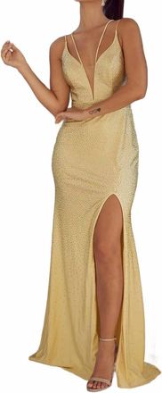 Nox Anabel Sexy Long High Slit Prom Dress In Lemon