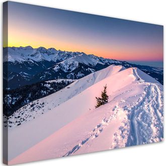 Feeby Cuadro Sobre Lienzo, Kasprowy Wierch Monta&ntilde;a Paisaje Naturaleza Invierno, 100x70