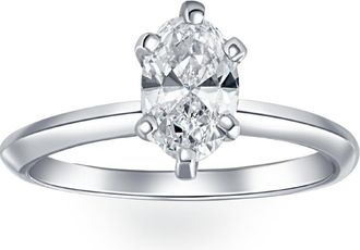 Pompeii3 Certified Platinum 1 Ct Oval Cut Natural Diamond Solitaire Engagement Ring G/SI1 Size: 7