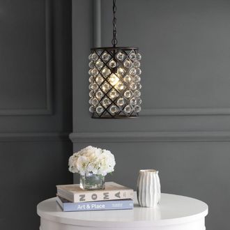 Jonathan Y Designs Gabrielle 10 Crystal/Metal LED Pendant