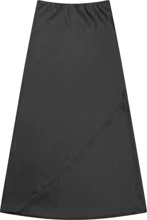 Munthe Elegante Zwarte Rok met Schuine Naden - Dames - Midirokken - Zwart - S - Rokken