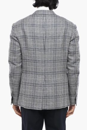 Corneliani CIRCLE Blazer Sfoderato in Misto Cotone Tartan Corneliani