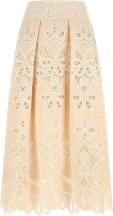 Elie Saab Rokken, Dames, Wit, S, Geborduurde Lange Rok