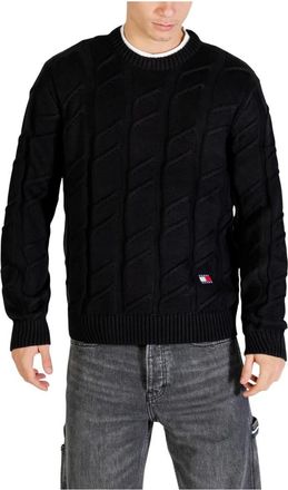 Tommy Jeans Truien & Vesten, Heren, Zwart, 2Xl, Katoen, Badge Chunky Kabel Gebreide Jumper