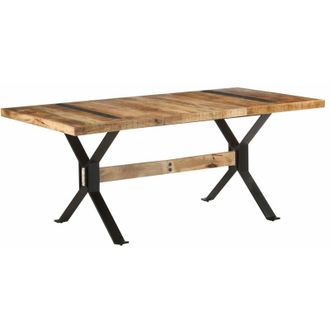 vidaXL Vidaxl - Mesa De Comedor Madera De Mango Rugosa 180x90x76 Cm