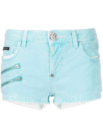 Philipp Plein Denim bikershorts - Blauw