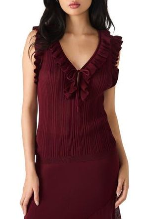 Steve Madden Nataly Ruffle Neck Sleeveless Sweater in Wine at Nordstrom Rack, Size Xx-Large