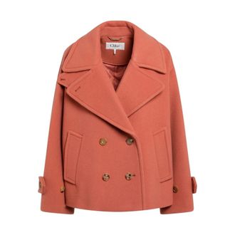 Chlo&eacute; Oversized Short Coat - female - Chlo&eacute; - Double-Breasted Coats - Pink - XS - Coats