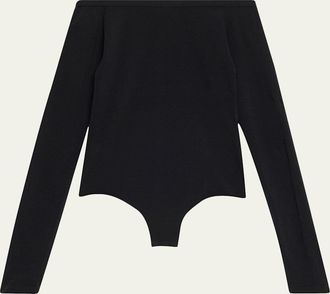 Alaia Off-The-Shoulder Long-Sleeve Sculpting Bodysuit