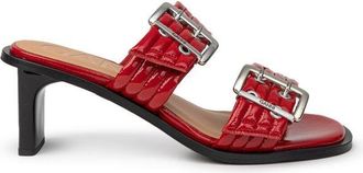 Ganni Womens Buckle Detail Sandals - Red Leather - Size EU 40