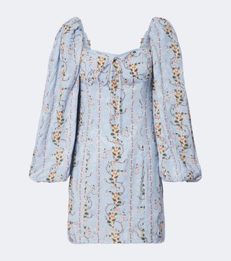 Agua Bendita Lorena floral puff-sleeve minidress