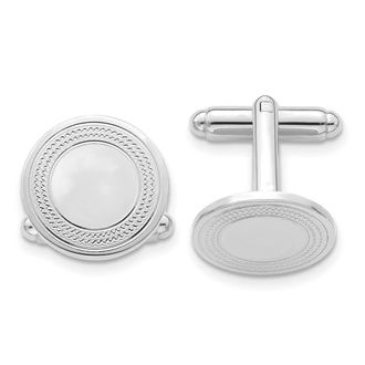 Diamond2Deal Rhodium-plated Round with Inside Ring Cuff Links