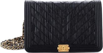 Chanel Coco Pleats Boy Wallet on Chain Pleated Crumpled Calfskin clutch bag - Zwart