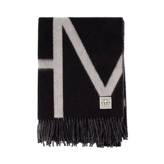 Toteme Monogram Brushed Wool Scarf - Dames - Accessoires - Zwart - Maat: ONE Size Wol