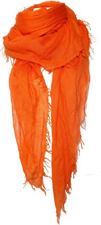 Faliero Sarti Orange cashmere scarf with fringes