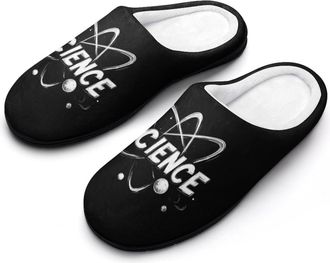 Generic Science Atom Mens Slippers Slip On Comfortable Fleece Cotton House Shoes Winter