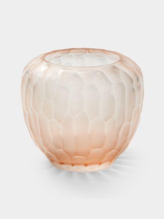Micheluzzi Glass Goccia Rose Bamboo Hand-Blown Murano Glass Vase (8in/20cm)