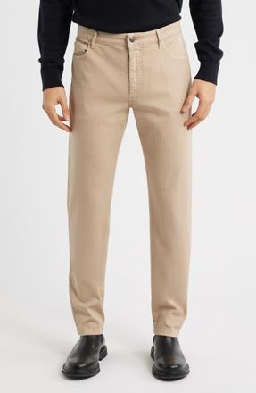 Canali Garment Dyed Bull Denim Jeans in Light Beige at Nordstrom, Size 48