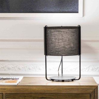 Faro Barcelona Faro Drum - L&aacute;mparas De Mesa L&aacute;mpara De Mesa Cil&iacute;ndrica Gris, E27