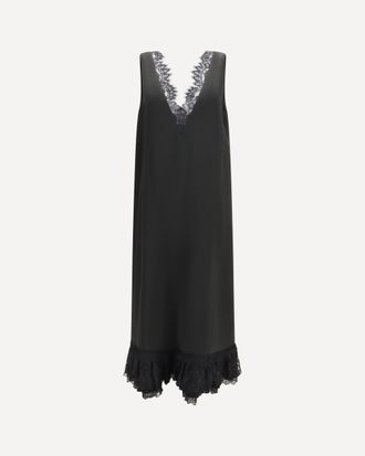 Ganni Lace-trimmed satin long Dress Female 36