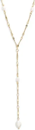 Nordstrom Demi Fine Freshwater Pearl Accent Y-Necklace in White- 14K Gold Plated at Nordstrom
