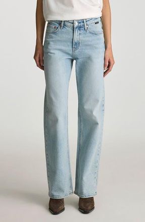 Mavi Taylor High Waist Relaxed Straight Leg Jeans in Light Brushed Classic Blue at Nordstrom, Size 30 30