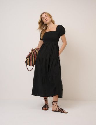 Nobody's Child Black Tiered Everly Midi Dress