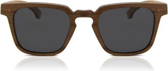 Oh My Woodness! Square Full Rim Acetate Mens Sunglasses Brown Size 50 - Free Lenses - Oh My Woodness