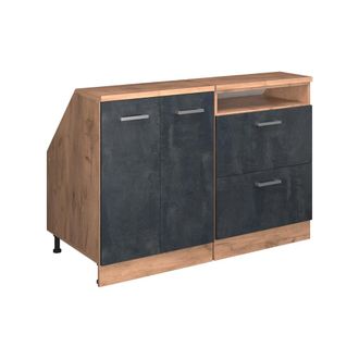 Vicco Conjunto De Armarios Para Techo Inclinado Rion, Hormig&oacute;n Negro, 120 Cm Lote De 2 Carcasas De Armario 60 Cm De Profundidad, Vicco