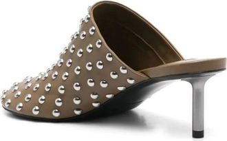 Jil Sander Slipper & Pantoletten - Pointed Toe Mule With Metallic Studs - Gr. 36 (EU) - in Braun - für Damen
