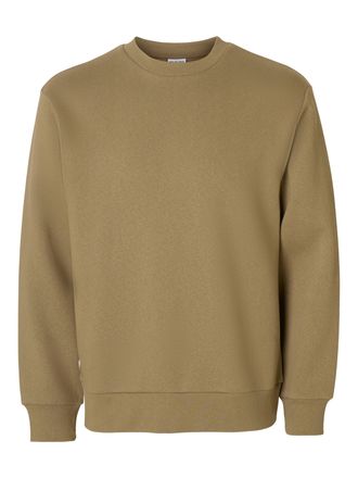 Selected Sweatshirt SELECTED SLHZREG-DAN SWEAT CREW NECK, Herren, Gr. XXL, vetiver, angeraute Sweatware, Obermaterial: 65% Baumwolle, 35% Polyester, unifarben,