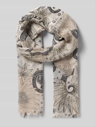 Hemisphere Schal im Allover-Look mit Fransen in Beige, Größe 1